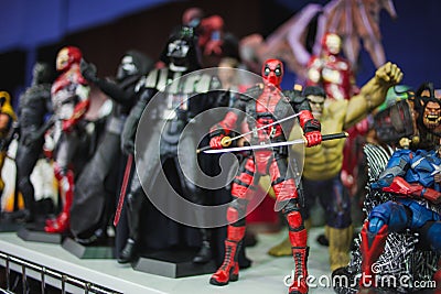 SAINT PETERSBURG, RUSSIA - APRIL 27, 2019: action figures. Star Wars characters and superheroes from the marvel movie Editorial Stock Photo