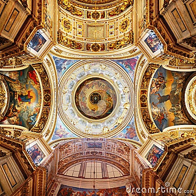Detail of interior of Saint Isaac`s Cathedral or Isaakievskiy Sobor Editorial Stock Photo