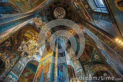 Saint Petersburg, Russia - Circa June 2017: Interior of the Church of the Saviour on Spilled Blood in St. Petersburg, Russia Editorial Stock Photo