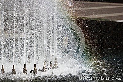 SAINT-PETERSBURG, RUSSIA. Complex of singing fountains at Moscow Square in sunny day. Stock Photo