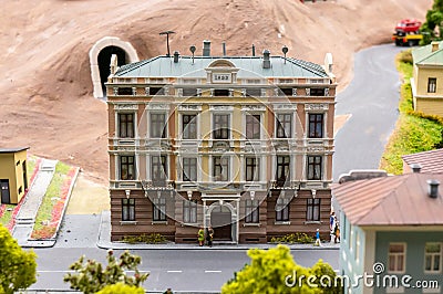Saint Petersburg, Russia - December 9, 2019: Miniature colorful building model objects on the exhibition of Grand maket Editorial Stock Photo
