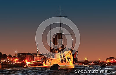 The Aurora cruiser on a white night Stock Photo