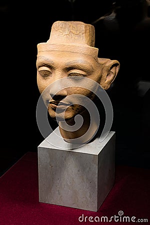 Saint-Petersburg / Russia - 09.13.2018: Egyptian bust statuette. Exhibition in the Peter and Paul Fortress Editorial Stock Photo