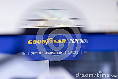 Saint-Petersburg, Russia - 18 February 2020: Goodyear Tire and Rubber company website page logo on laptop display. Screen with Editorial Stock Photo
