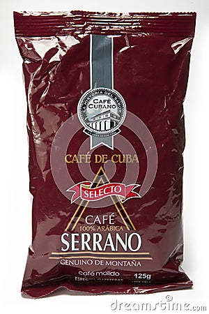 SAINT-PETERSBURG, RUSSIA- FEBRUARY 16, 2013: a pack of coffee made in Cuba Editorial Stock Photo