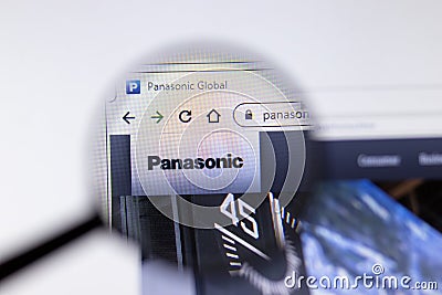 Saint-Petersburg, Russia - 18 February 2020: Panasonic Corporation company website page logo on laptop display. Screen with icon, Editorial Stock Photo