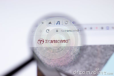 Saint Petersburg Russia - 28 January 2021: Transcend website page with logo close-up Illustrative Editorial Editorial Stock Photo
