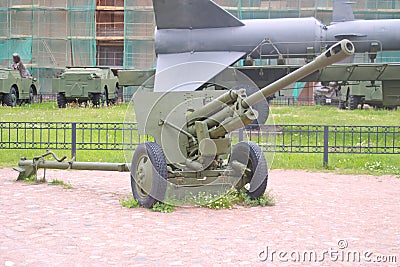 Saint Petersburg, Russia - July 07, 2017: Soviet 76 mm division anti-tank gun ZIS-3. Museum of artillery, engineering and Editorial Stock Photo