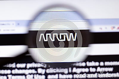 Saint Petersburg, Russia - 29 March 2020: Arrow Electronics business company logo visible on screen. Corporation website page Editorial Stock Photo