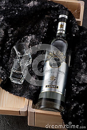 Saint-Petersburg, Russia. March 19, 2017 Bottle Vodka Beluga Nobel Russian Vodka Editorial Stock Photo