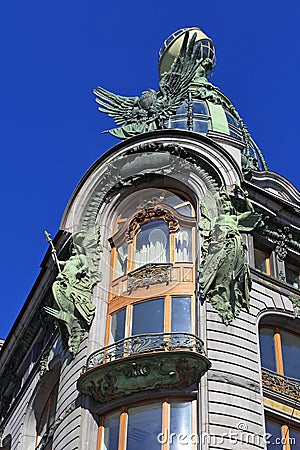 Luxury facade of the singer building in St. Petersburg Editorial Stock Photo