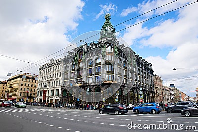 Saint Petersburg, Russia - May 8, 2022: Singer building on Nevsky Prospekt. Editorial Stock Photo