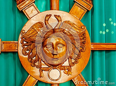 Detail of decoration in the interior of the throne room of Paul I in the Mikhailovsky Engineering Castle. Saint Petersburg, Russ Editorial Stock Photo