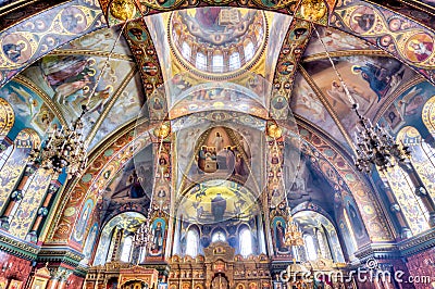 Saint Petersburg, Russia - September 2021: Interiors of Uspenskaya church on Vasilievsky island Stock Photo