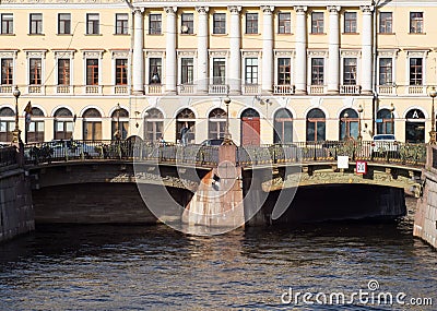 Saint Petersburg, Russia September 10, 2016: look at the Novo-Konyushenny bridge in Saint-Petersburg, Russia Editorial Stock Photo