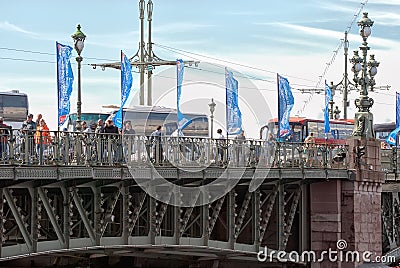 Saint-Petersburg. Russia. The Trinity Bridge Editorial Stock Photo