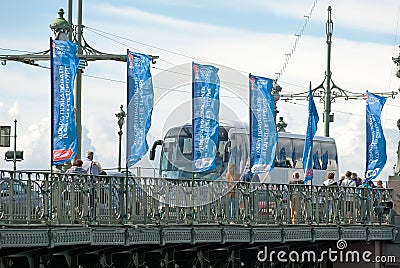 Saint-Petersburg. Russia. The Trinity Bridge Editorial Stock Photo