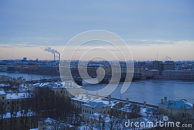 Saint Petersburg Russia urban landscape whith Neva River and bridge Stock Photo