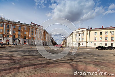 Saint-Petersburg street in Novgorod city, Russia Editorial Stock Photo