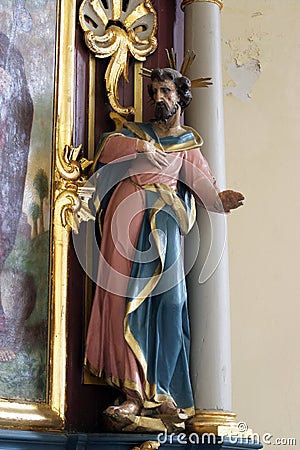 Saint Philip statue on the main altar in the chapel of St. James in Ivanic Grad, Croatia Stock Photo