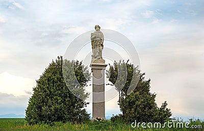 Saint Roch or Rocco statue. Catholic saint a confessor Stock Photo