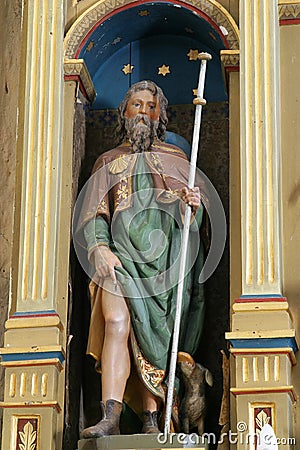 Saint Roch statue on the altar of the Immaculate Heart of Mary in the Church of St. Ana in Rozga, Croatia Stock Photo