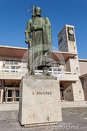 Saint Rudesind (Sao Rosendo) in front of the city-hall. Editorial Stock Photo