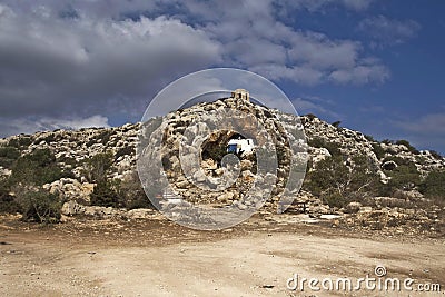 Saint Saranta chapl in a cave Cyprus Stock Photo