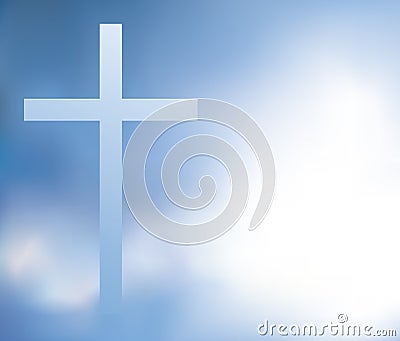 Cross on the sky backdrop. Vector drawing Vector Illustration