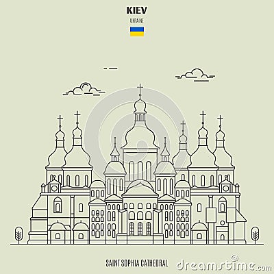 Saint Sophia Cathedral in Kiev, Ukraine. Landmark icon Vector Illustration