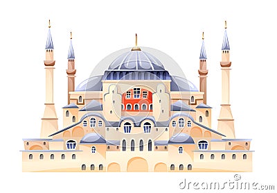Saint Sophie Cathedral Byzantine art monument vector Cartoon Illustration