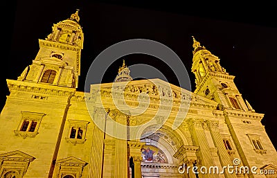 Saint Stephen basilica night view, Budapest Stock Photo