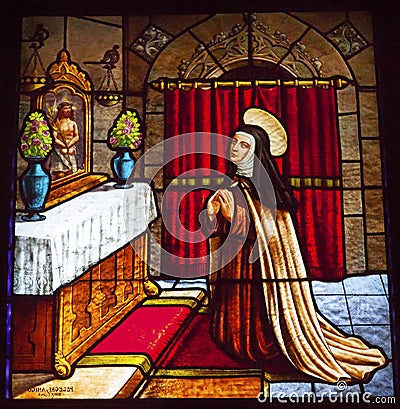 Saint Teresa Stained Glass Convento de Santa Teresa Avila Spain Stock Photo