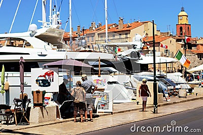 Saint Tropez Street scene in summer Editorial Stock Photo