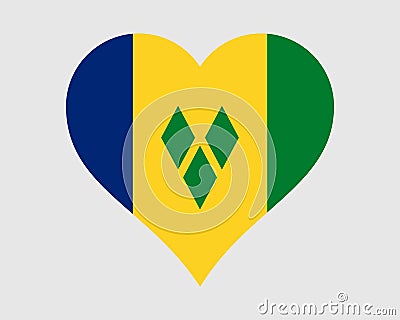 Saint Vincent and the Grenadines Heart Flag. St. Saint Vincentian Love Shape Country Nation National Flag. Vincy Banner Icon Sign Vector Illustration