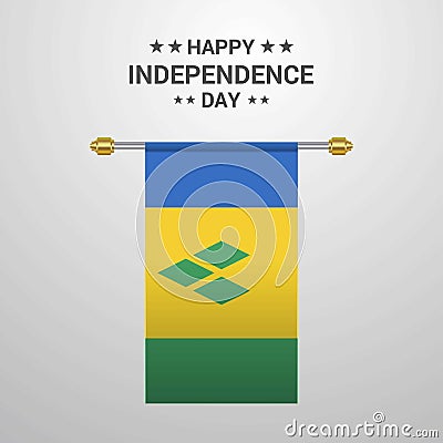 Saint Vincent and Grenadines Independence day hanging flag background Vector Illustration