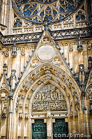 Saint Vitus Prague Cathedral, part of the facade Stock Photo