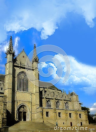 Saint Waltrude Church In Mons, Belgium. Stock Photo