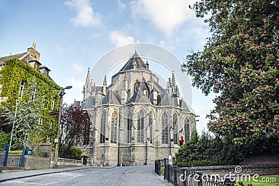 Saint Waltrude church in Mons, Belgium. Stock Photo