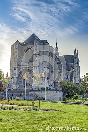 Saint Waltrude church in Mons, Belgium. Stock Photo