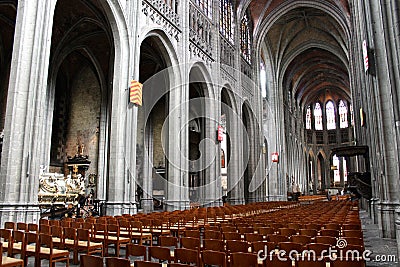 Saint Waltrude Collegiate Church, Mons, Belgium Editorial Stock Photo