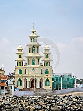 Saint Xavier Church with blue sky background in Kanyakumari, Ind Stock Photo