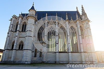 The Sainte-Chapelle is a Gothic royal chapel within the fortifications of the Vincennes castle Stock Photo