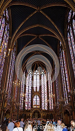 Sainte-Chapelle interior stained glass Editorial Stock Photo