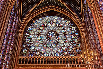 Sainte-Chapelle - Rose window detail Editorial Stock Photo