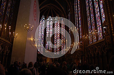 Sainte Chapelle, a royal chapel within the medieval Palais de la Cite in Paris, France Editorial Stock Photo