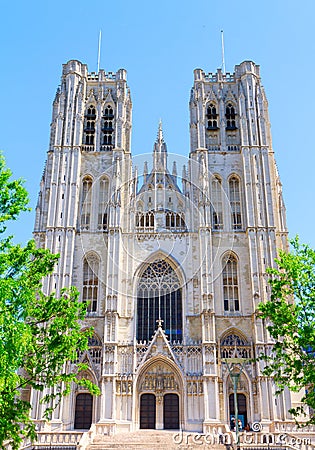 Saints Michael and Gudule in Brussels Stock Photo