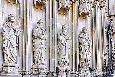 Saints sculptures at the Cathedral in Barcelona, Spain Stock Photo