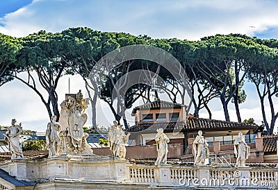 Saints Statues Roof Saint Peter`s Vatican Rome Italy Stock Photo