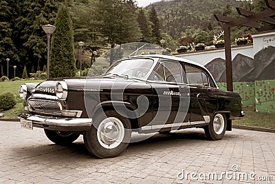GAZ M21 Volga, third series model, luxury old black car. Editorial Stock Photo
